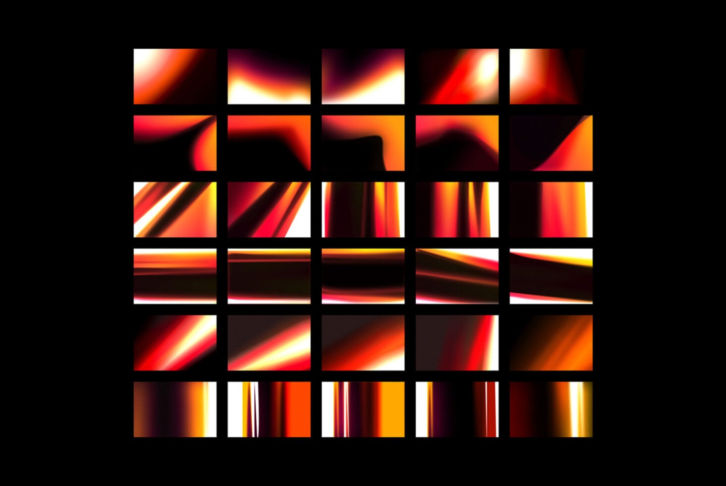 30 gradient overlays with warm orange red yellow light leak effects