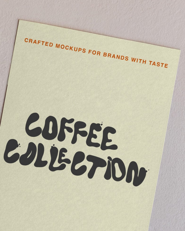Cream colored card mockup with Coffee Collection text in bold handwriting
