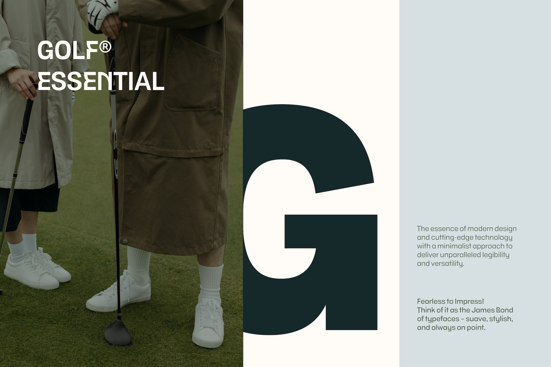 Golfer in olive jacket with white socks holding putter on green grass course