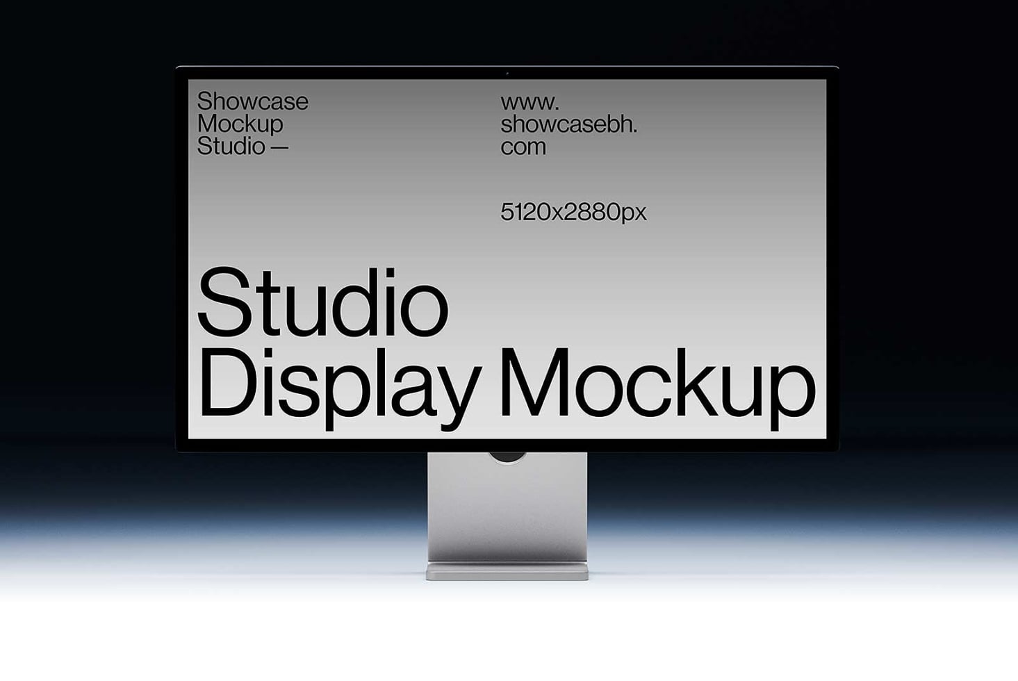 Studio Display Mockup on silver stand with light gradient background