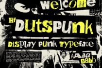 Welcome Dutspunk display punk typeface with clean textured style on black background