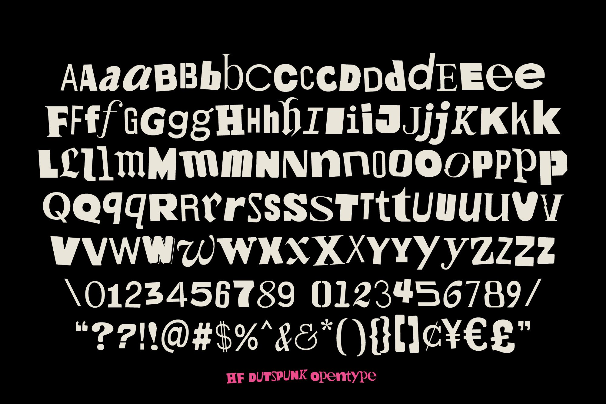 HF Dustpunk Opentype full character set with numbers symbols