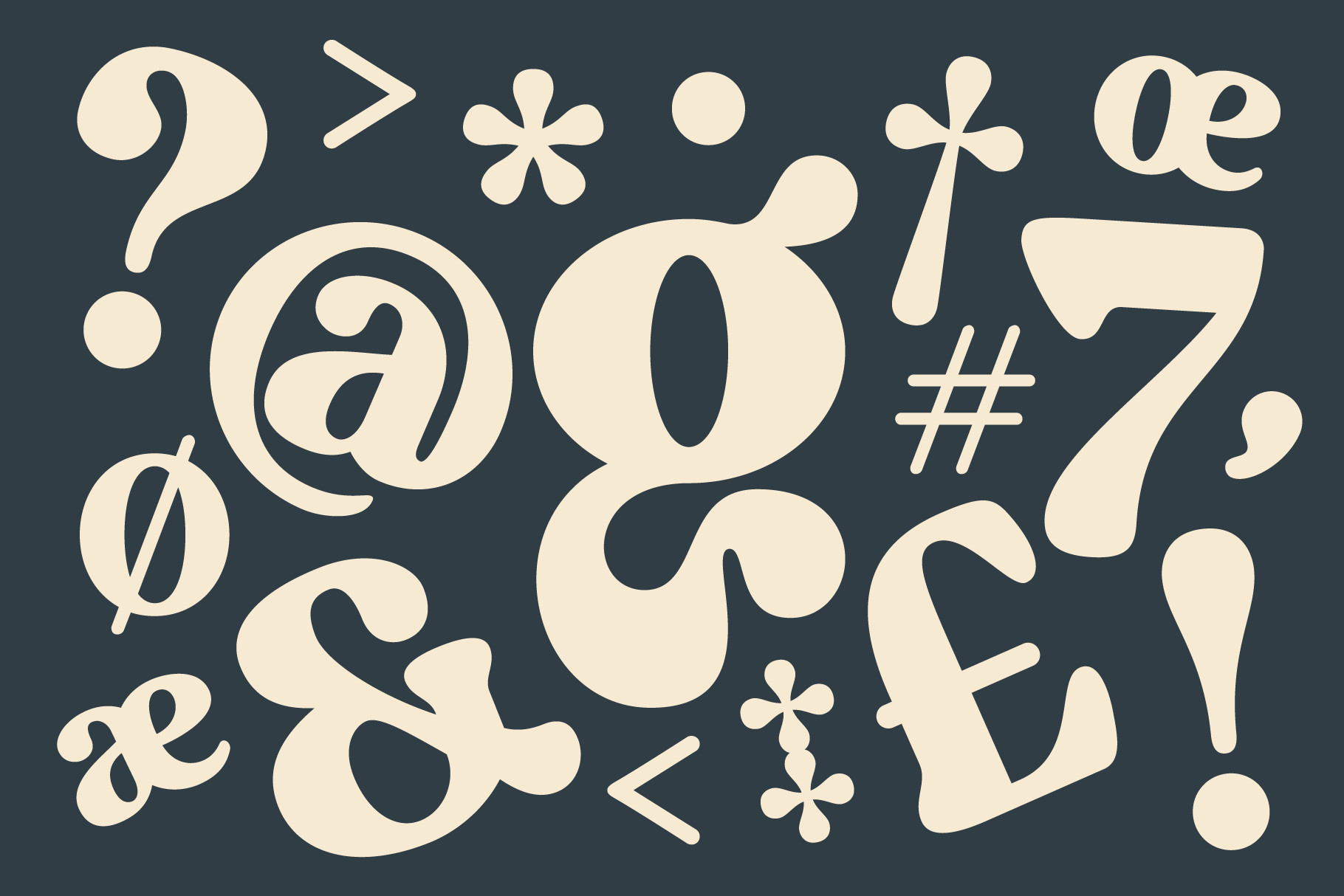 Decorative punctuation marks, symbols, ampersands in serif style