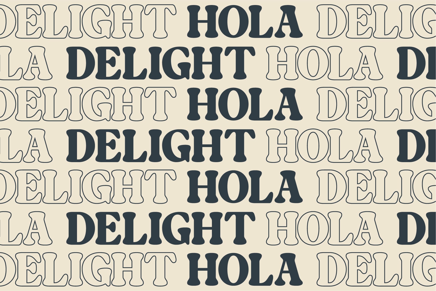 Serif font pattern showing Hola Delight text in alternating weights