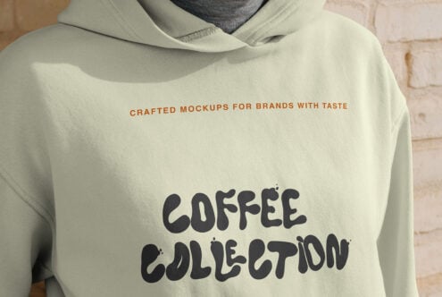 Cream hoodie back shot displaying Coffee Collection text in black