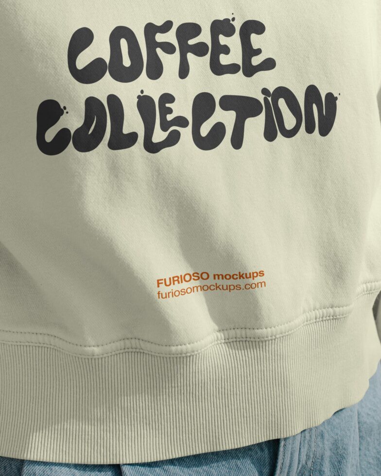 Cream sweatshirt front showing Coffee Collection bold hand-drawn type