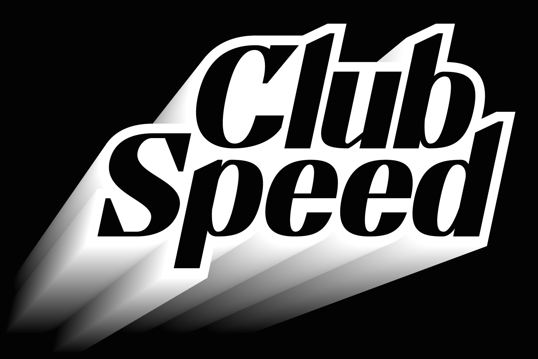 3D angled text saying Chill Speed with metallic shine on black background