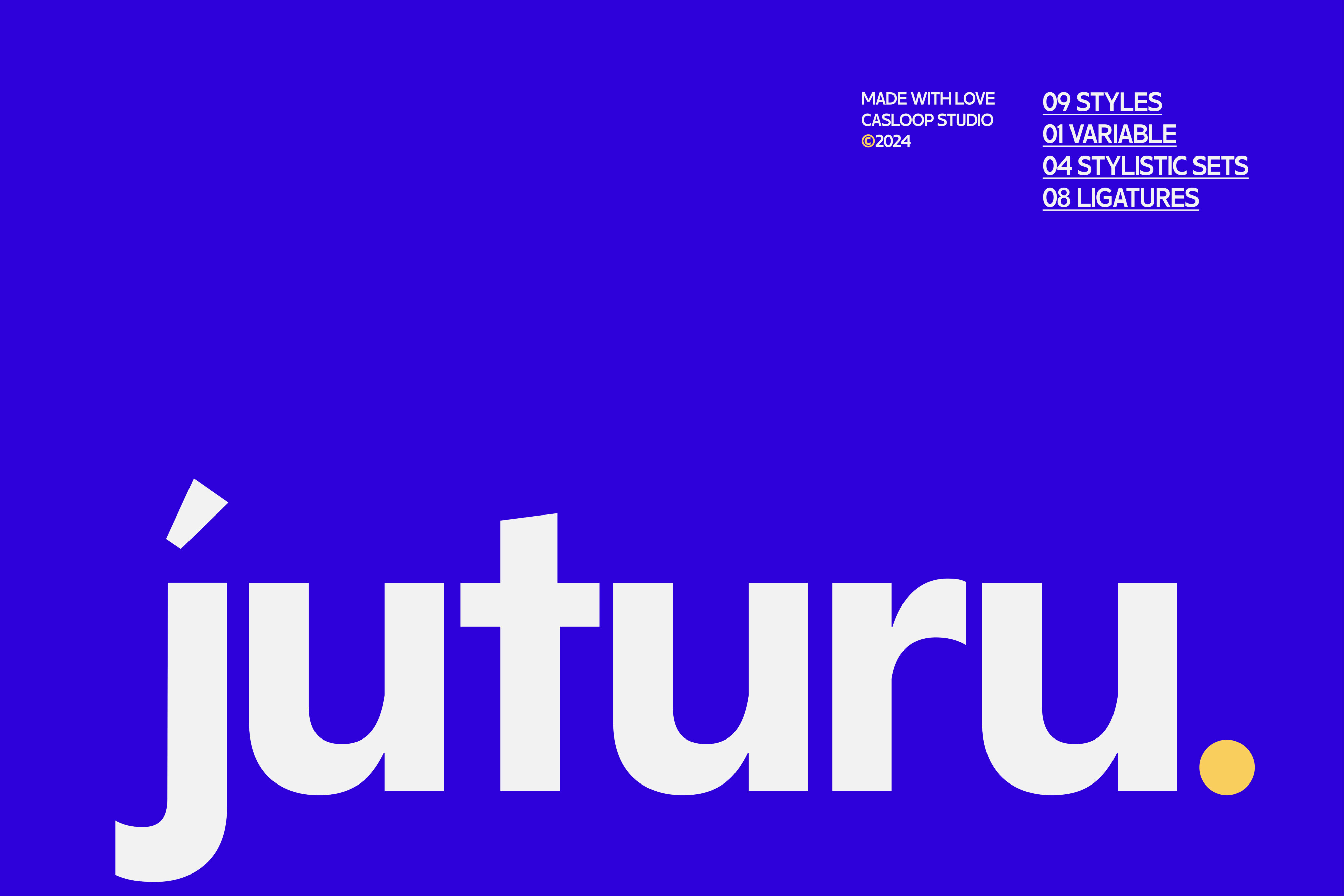 Juturu typeface name branding with yellow dot accent