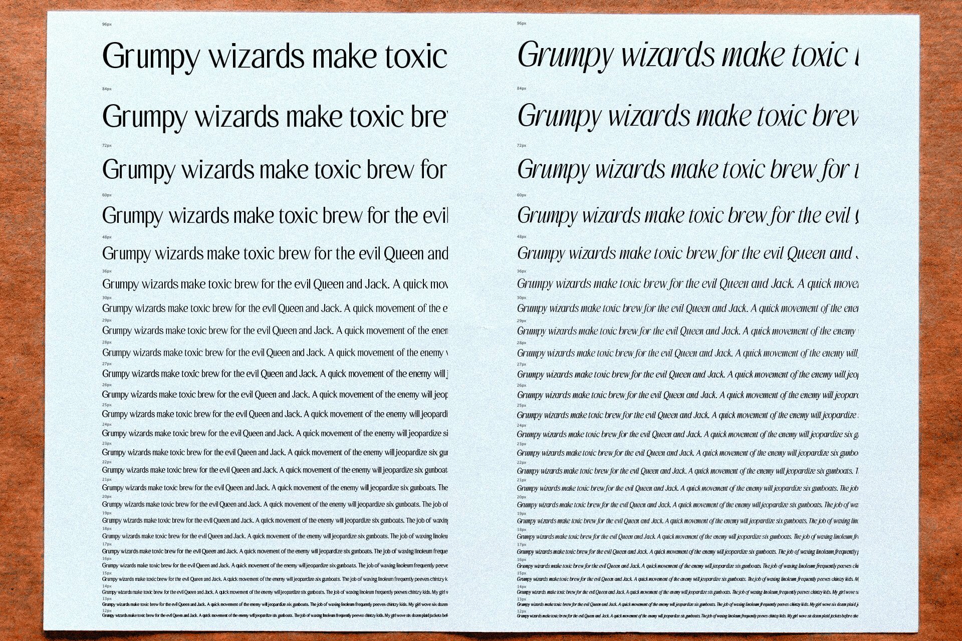 Font weight comparison showing regular to bold variations of serif typeface