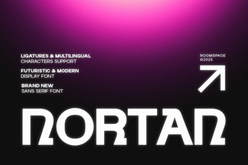 Mortaz bold sans serif font display on purple gradient background with branding