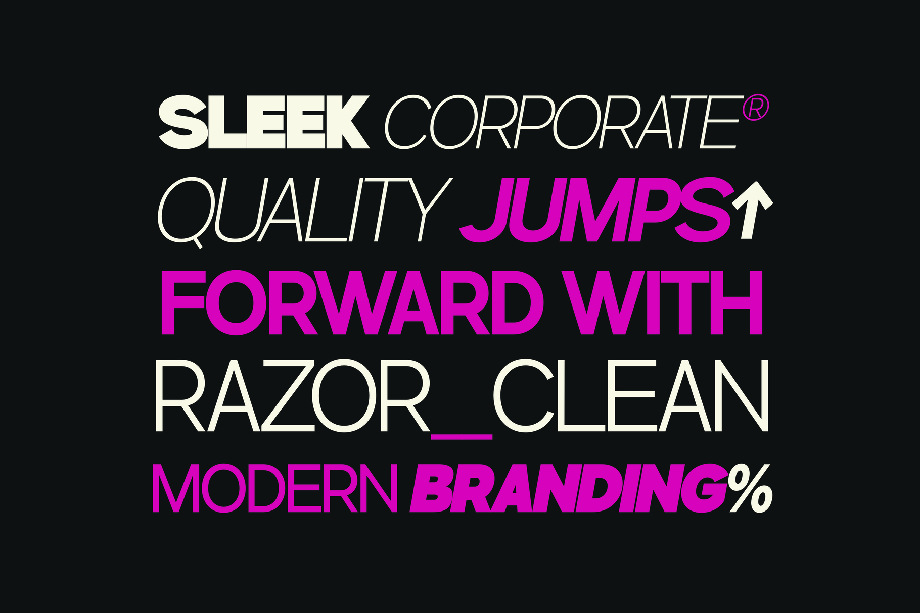 Sleek Corporate branding mockup with magenta type on black background