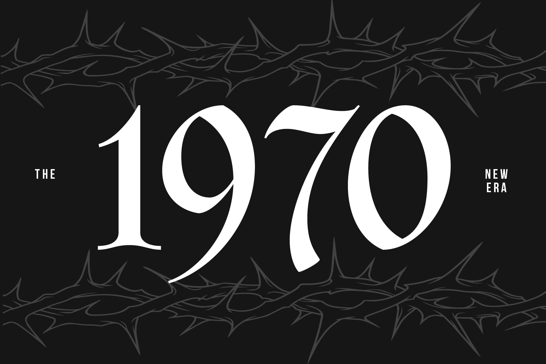 Large 1970 numbers between thorny ornament borders, The New Era text