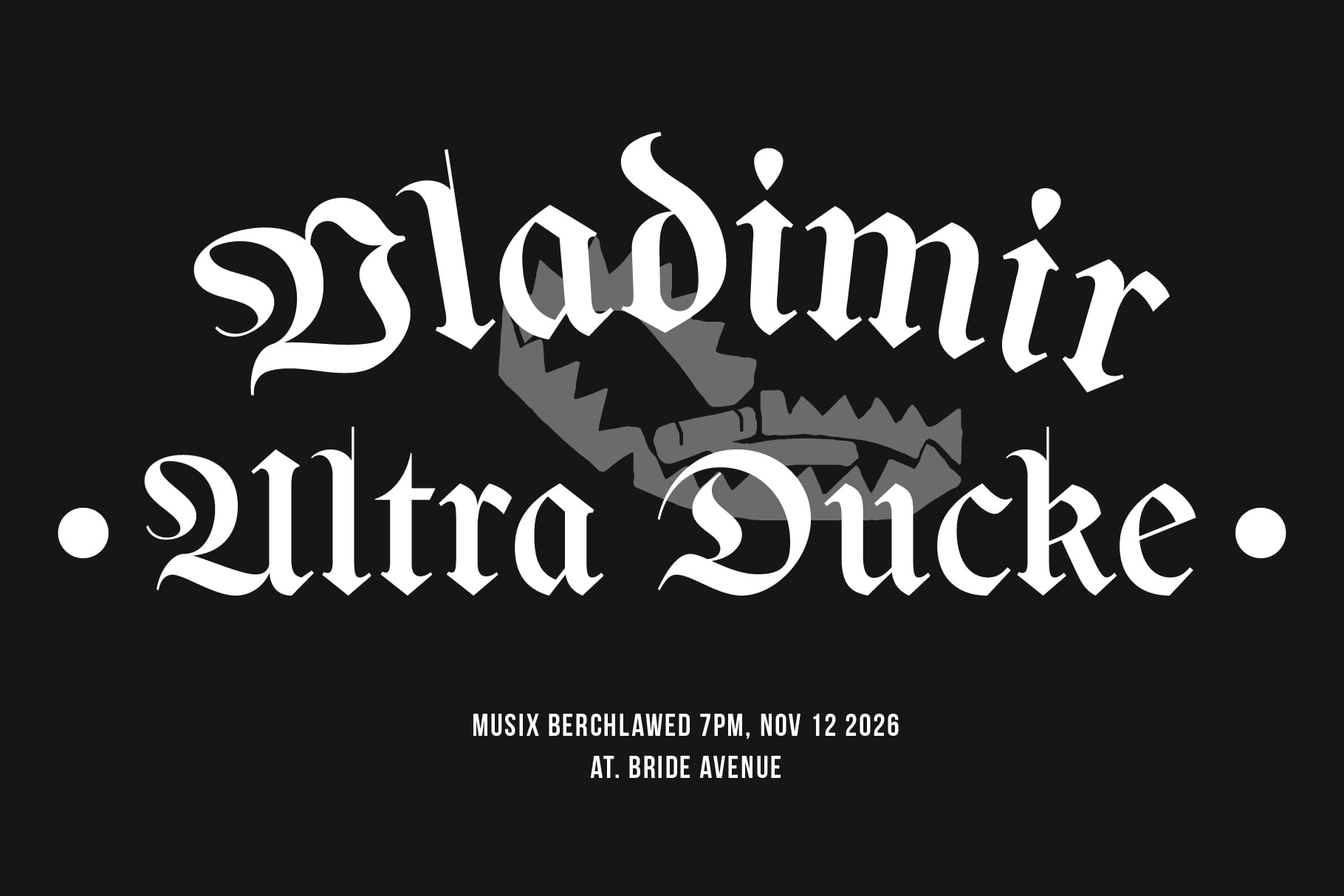 Spladinmir Ultra Thicke ornate font with dragon emblem dark background