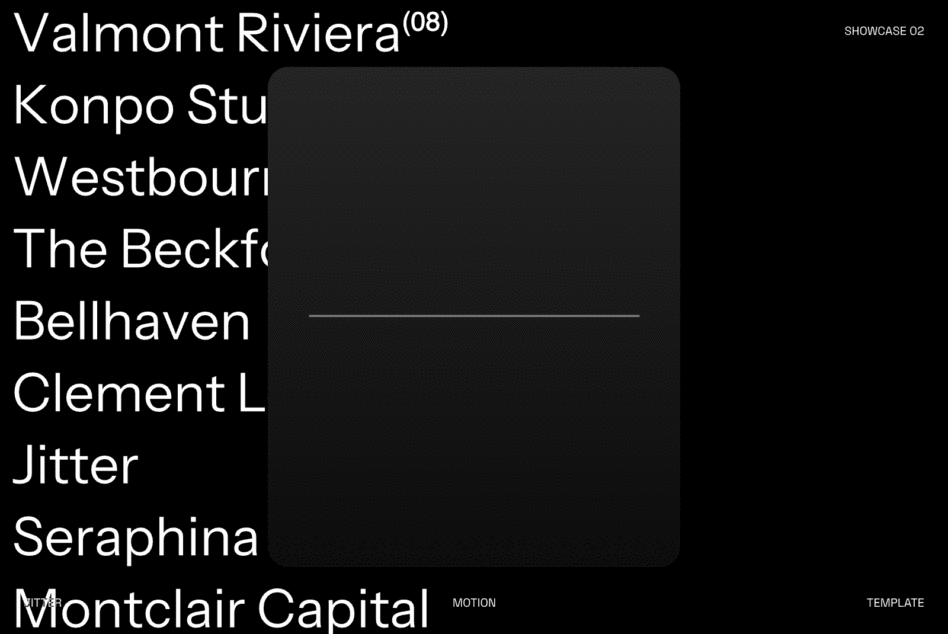 Modern font showcase with clean layout on dark background displaying typeface names