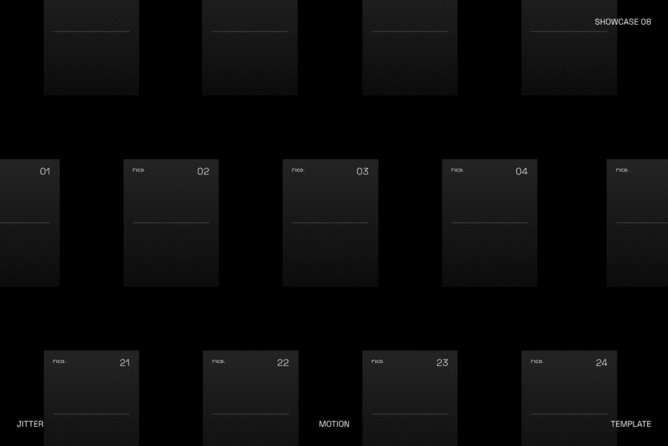 Fico mockup showcase grid with numbered frames on dark background