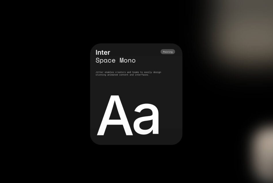 Inter Space Mono font pairing with large Aa letters on dark background
