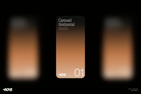 Mobile carousel mockup template with gradient background suitable for designers. Ideal for showcasing portfolio graphics or presentations effectively.
