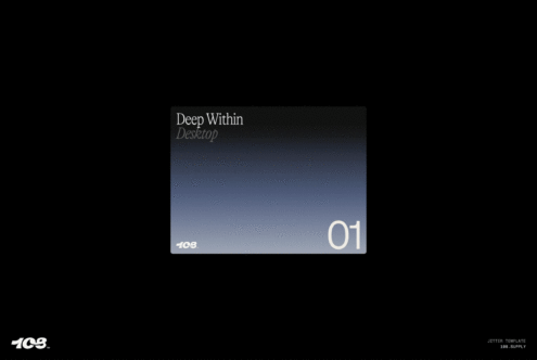 Gradient desktop wallpaper template titled Deep Within with minimalist design and dark blue gradient. Ideal for mockups, graphics, and design projects.