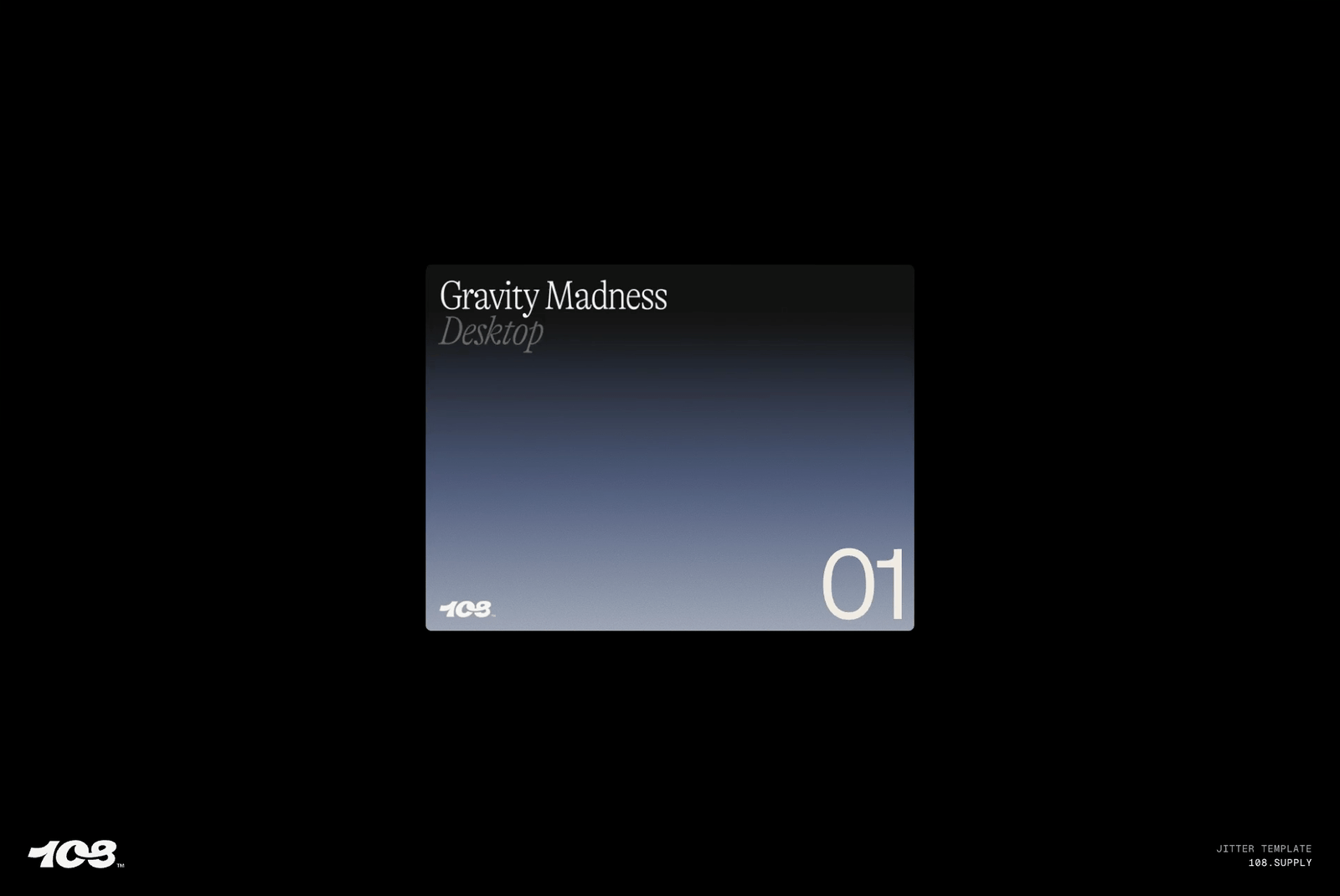 Gradient design template displaying Gravity Madness text on black and blue background suitable for mockup projects ideal for creative designers.