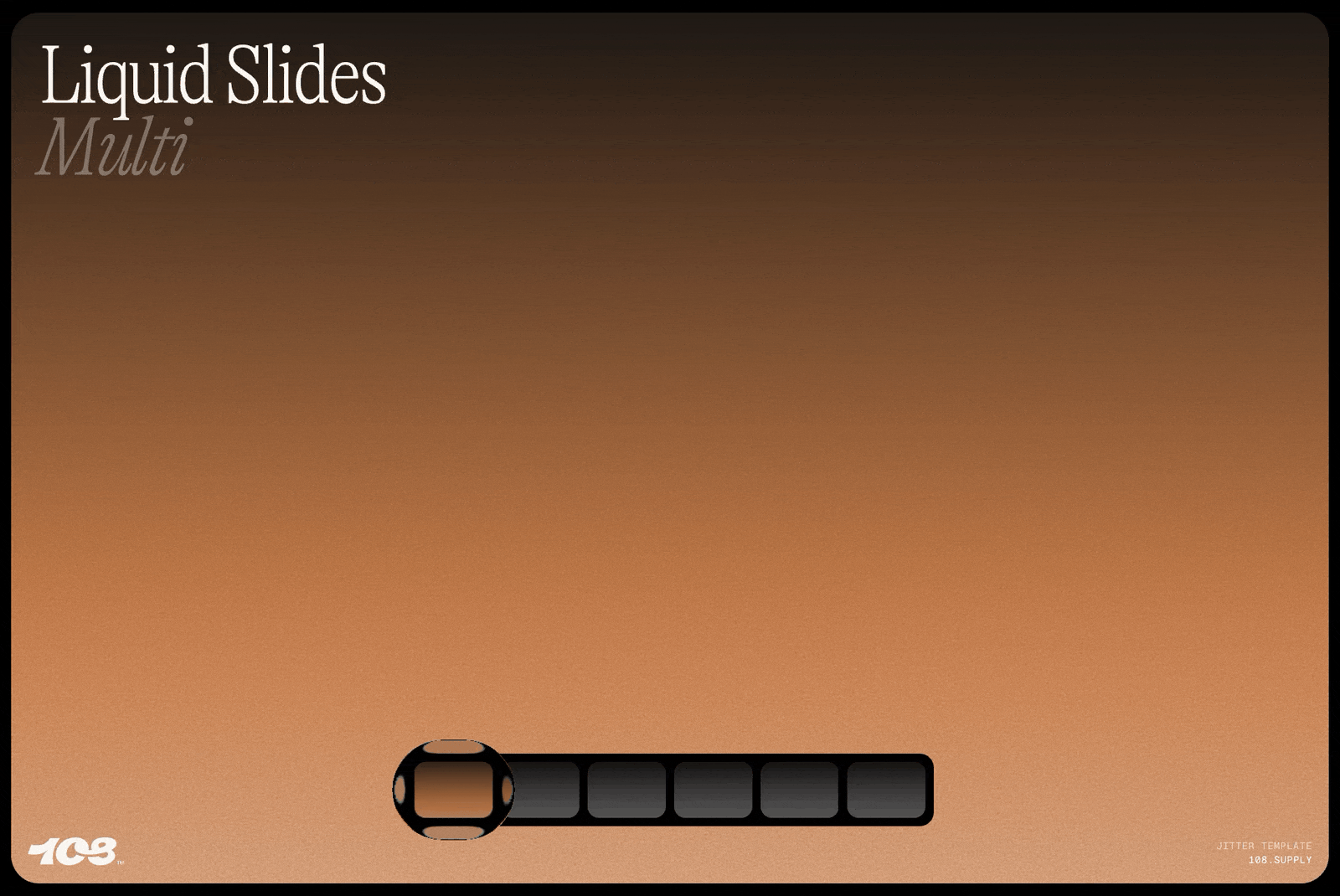 Animated template with gradient background titled Liquid Slides Multi ideal for digital designers showcasing sliders and UI elements. Perfect for mockups.