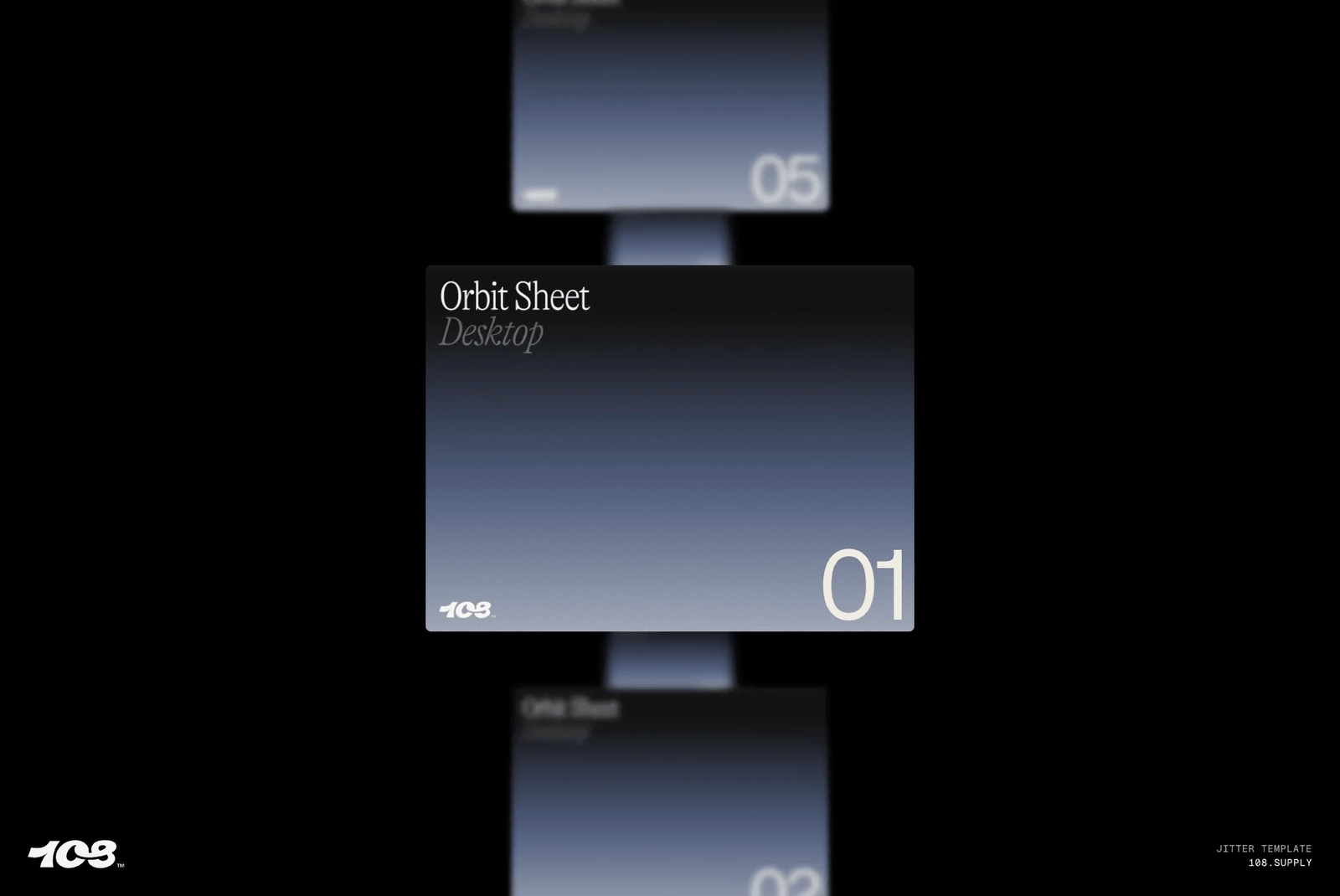 Gradient graphic template featuring Orbit Sheet Desktop design in a sleek blue-black color scheme ideal for designers seeking modern digital assets.