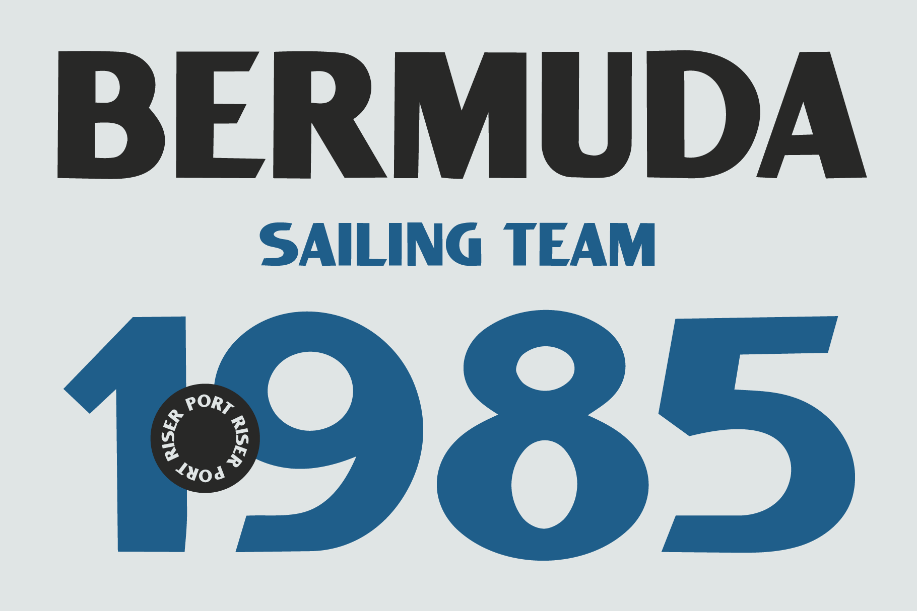 Bermuda Sailing Team 1985 logo with blue numbers over gray
