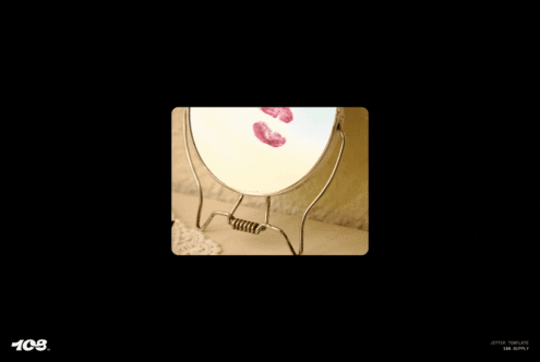 Vintage round mirror with lipstick kiss print on glass; perfect for mockup templates and graphic design projects; retro style aesthetic for designers