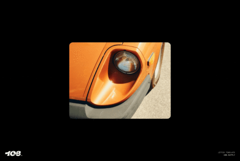 Close-up of an orange vintage car headlight seen in a minimalist mockup template. Ideal for graphic designers seeking retro automotive themes.