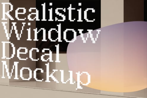 Retro pixelated font displayed on curved 3D surface with warm gradient backdrop