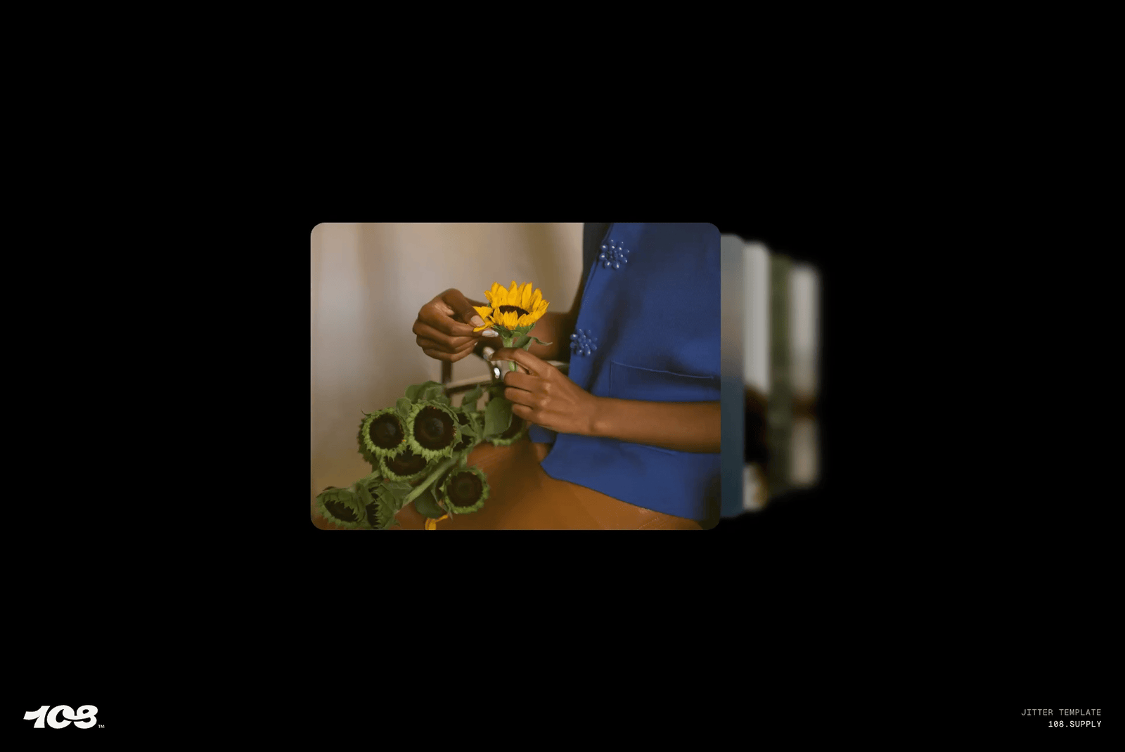 Designer holding sunflowers in an artful composition digital graphics asset for creative projects and nature-themed templates.