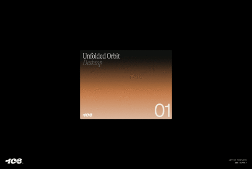 Gradient background with text reading Unfolded Orbit Desktop. Minimalist design template, ideal for mockups or presentations. Black and orange color scheme.