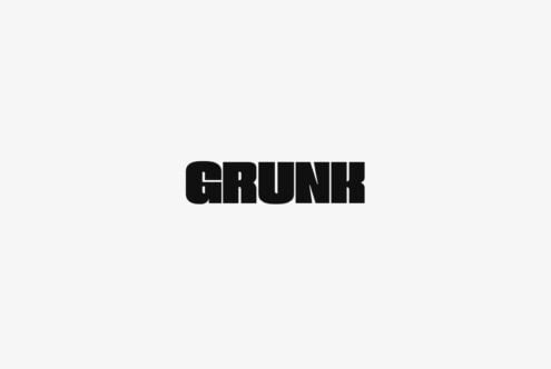 Bold black "GRUNK" typography centered on light gray background