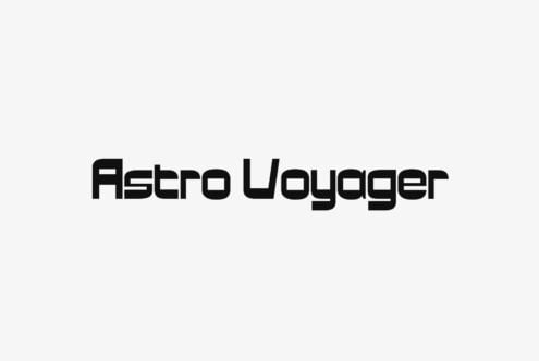 Astro Voyager typeface in bold black letters on light gray background