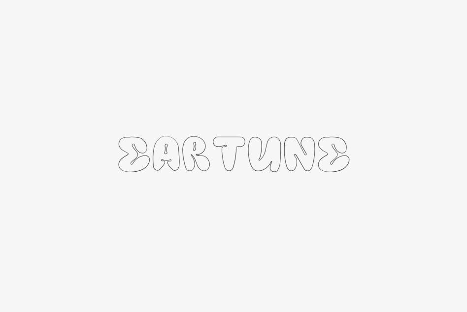 Outlined bubble letters spelling "ZAR TUNE" on light background