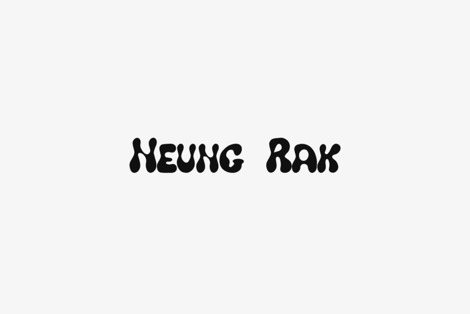 Neung Rak playful black hand-drawn typeface on light gray background