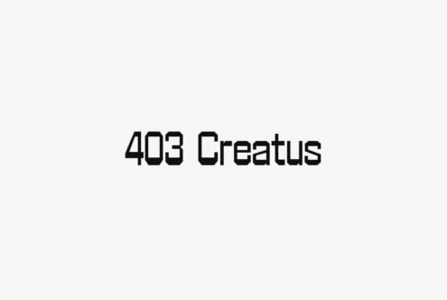 403 Creatus error page mockup with bold geometric typeface on light background