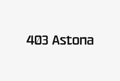 403 Astona typeface in bold geometric sans serif on light background