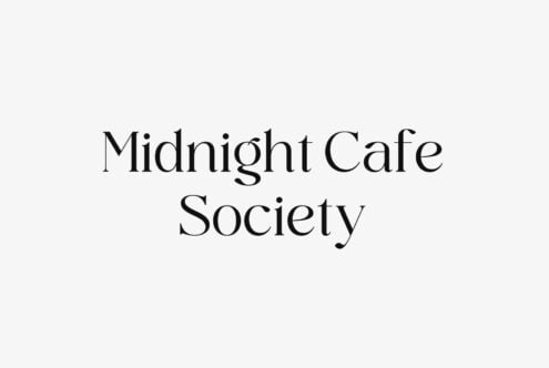 Midnight Cafe Society text in elegant serif font centered on light gray background