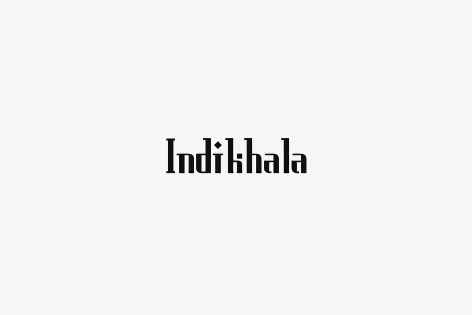 Indikhala serif typeface with decorative diamond accent on light background