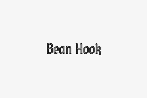Bean Hook typeface with outline lettering on light background