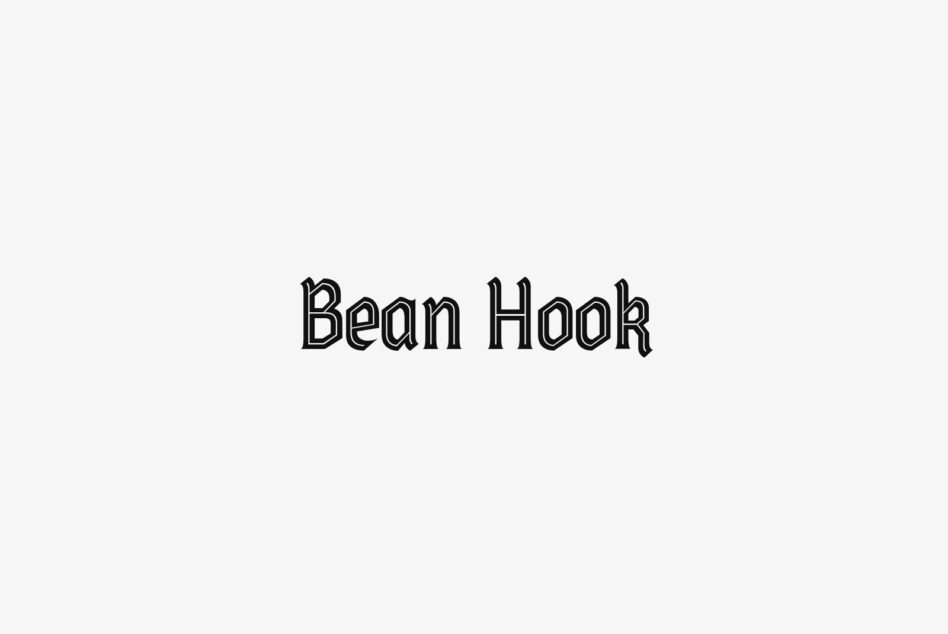Bean Hook typeface with outline lettering on light background