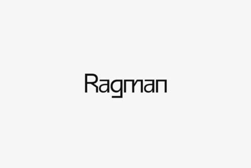 Ragman typeface in clean black lines on light gray background