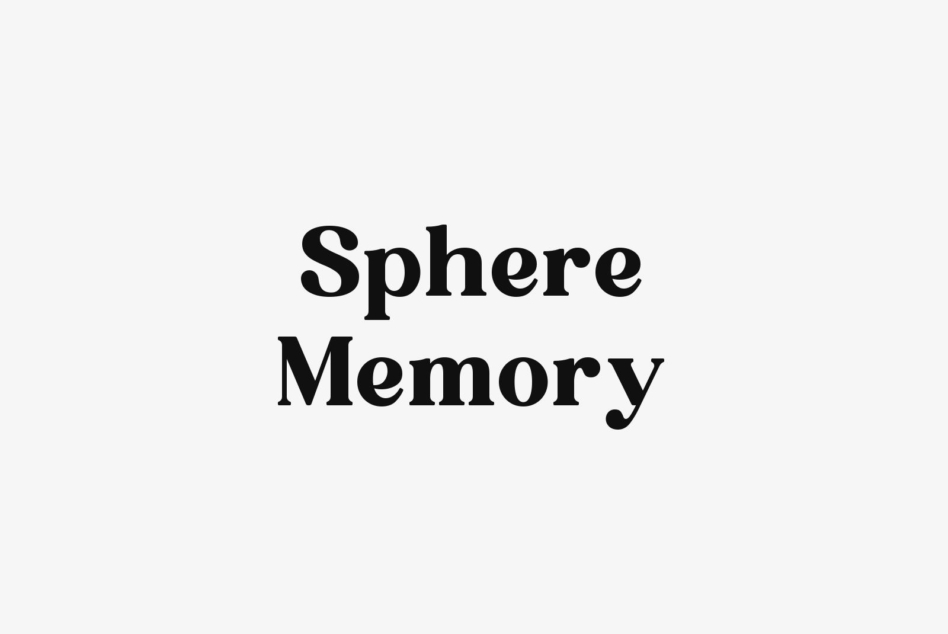 Sphere Memory serif font in bold black on light gray background