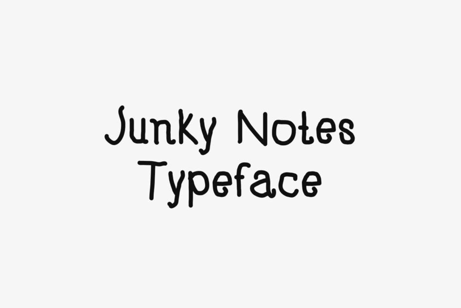 Junky Notes typeface with messy handwritten style on light gray background