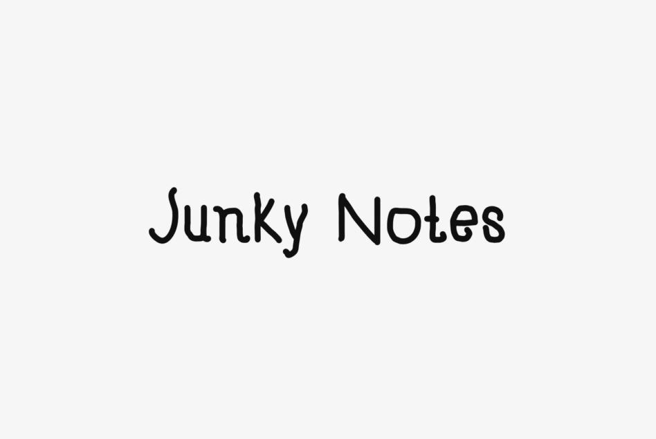 Junky Notes handwritten font in black on light background, casual marker style