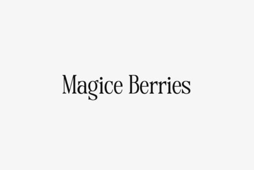 Magice Berries serif font displayed on light gray background, elegant type