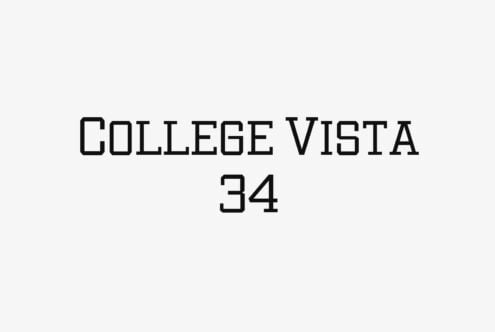 College Vista 34 typeface in bold monospace style on clean light background