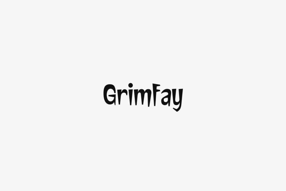Grimfay bold sans serif font displayed in black on light background