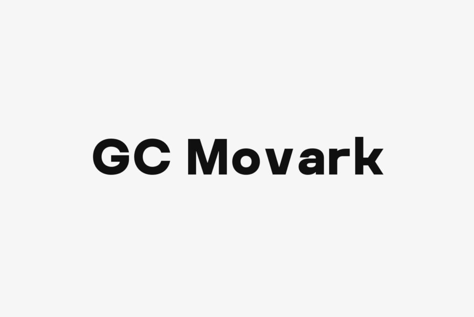GC Movark typeface displayed in bold black letters on clean light gray background