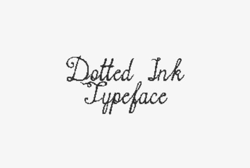 Dotted ink typeface with elegant script styling on light background